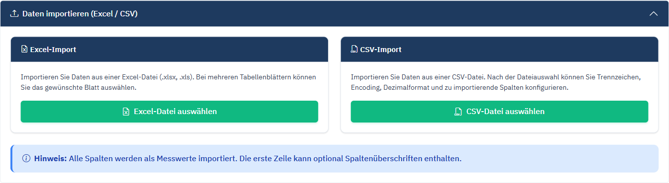 Datenimport Dialog